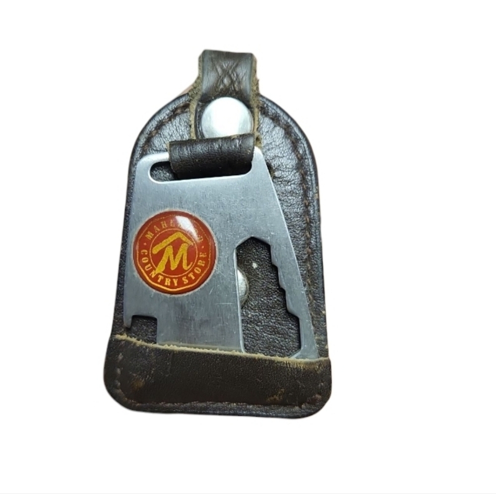 Vintage MARLBORO Key Ring Bottle Opener Multi Tool Leather Design USA